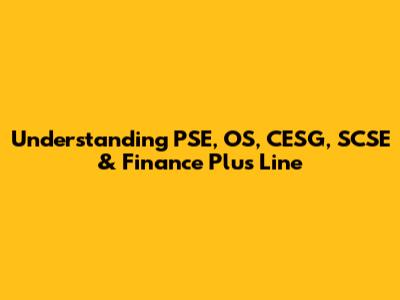 Understanding PSE, OS, CESG, SCSE & Finance Plus Line